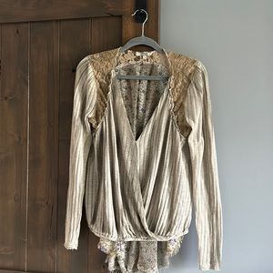 Gimmicks mixed fabric shirt